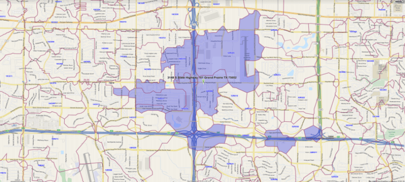 Map of Saturation Targeting Strategy for Postcard Direct Mail Campaign